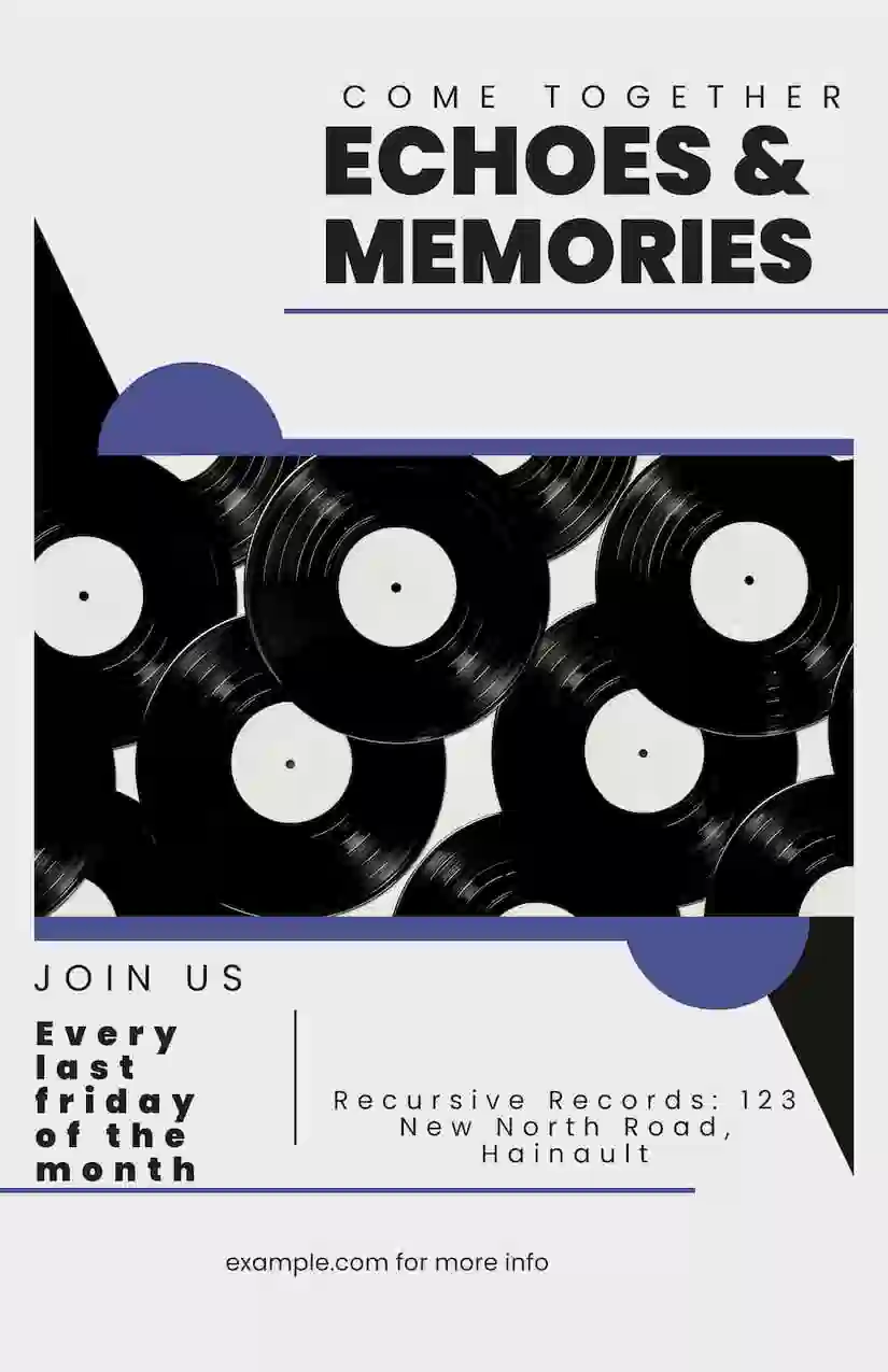 Echoes and memories, join us every last friday of the month at Recursive records at 123 New North road, Hainault